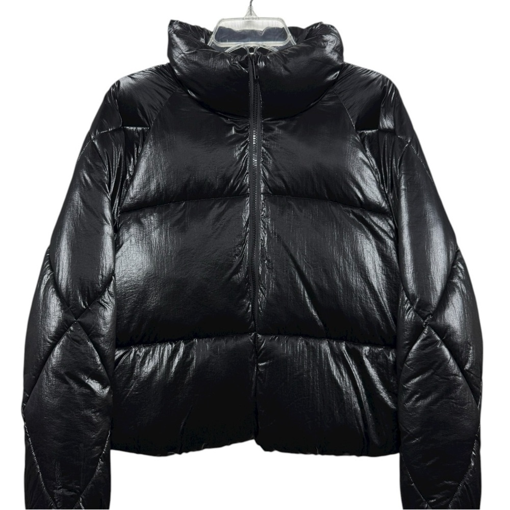 NWOT Noisy May Glossy Shiny Puffer Coat Jacket Size XL Black Winter Ski Snow - Picture 3 of 9